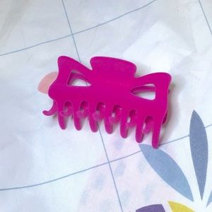 Pink fuzzy hair clip